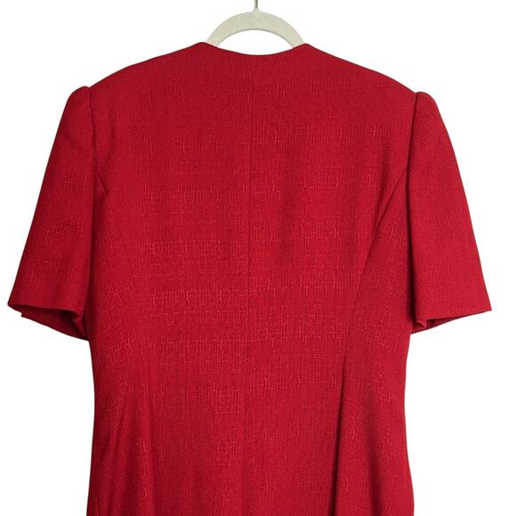Sasson Womens Red Dress Size 12 Midi Sheath Hidden Buttons Vintage 80s Career - Picture 4 of 7